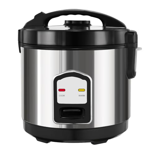 1 Liter Reiskocher Multikocher Aluminium 400W Automatische Abschaltfunktion Messbecher Warmhaltefunktion Innentopf Reis Kocher Rice Cooker Schwarz Silber