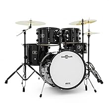 COMPLETE JAZZ DRUM SET : The BDK-18 Expanded Jazz Drum Kit by Gear4music includes everything needed to start playing, with a 18" bass drum, 14" snare, two rack toms (10" and 12"), a 14" floor tom, three cymbals (14" hi-hat, 16" crash ride, and an add...