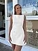 BORIFLORS Women's Sexy Bodycon Boat Neck Mini Dresses Elegant Classy Work Party Short Dress, Medium, White