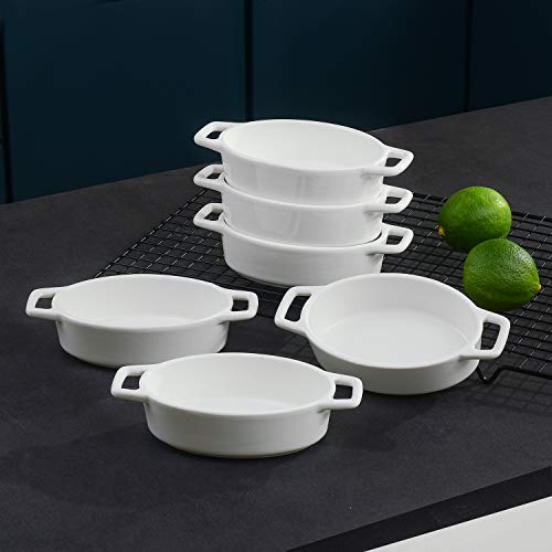 image for LOVECASA 6.3 inch Porcelain Ramekins, Set of 4 Souffle Dishes, 6 OZ Wh