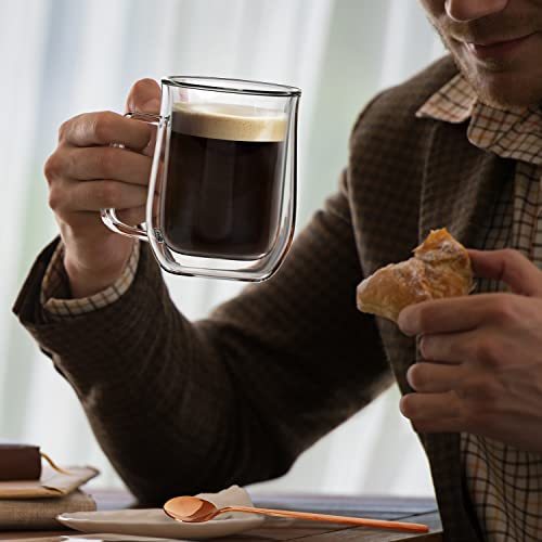 Swanfort Clear Coffee Mugs, Double Borosilicate Glass Coffee Cups Set of 4 with Spoons,Insulated Glass Coffee Mug for Hot Beverages (470ml) - Image 6