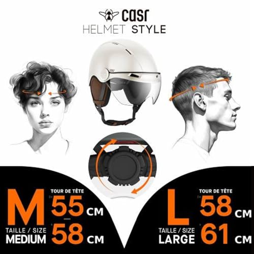 CASR Style - Urbaner Lifestyle-Helm für Fahrrad & E-Scooter - Transparentes Visier & Abnehmbare Ohrpolster - Optimaler Komfort für Damen & Herren - Creme - Größe L