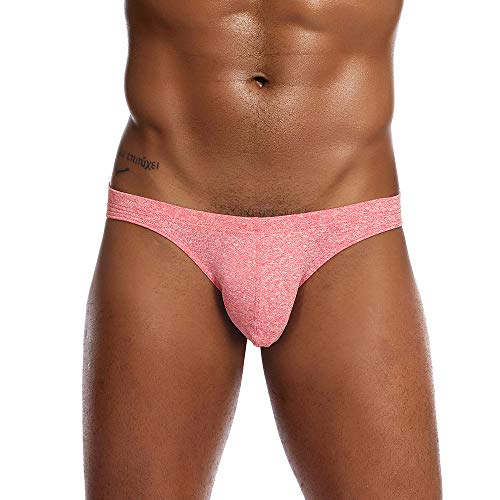 Niceone Men's Cheeky G-Strings Thongs Breathable Cotton Pouch Thong Underwear Sexy Solid Color Mens Under Panties Athletic Supporter Jockstrap For Men Big Pouch Underpants Pink M #TOP1