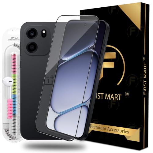Image of FIRST MART Tempered Glass for OnePlus Nord CE 6, 9H 0.3 mm Full-Glue Screen Protector with Cable Protector, 3D Edge-to-Edge, HD Clear, Case-Friendly, Black, Pack of 1
