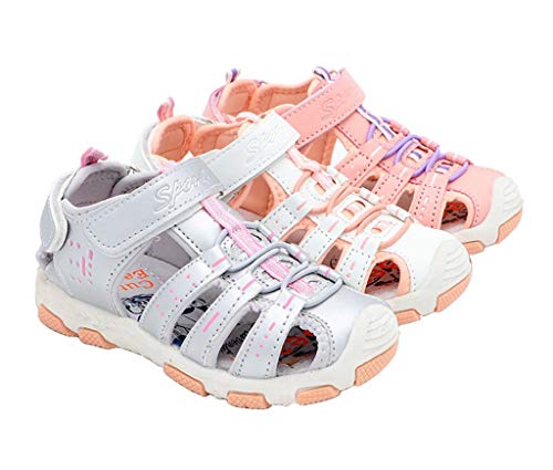 Children's Boys Girls Outdoor Sport ShoesÂ Closed Toe Kids Sports Sandals Girls Boys Sandals Summer Beach Sandals Beach Breathable Water Athletic ShoesÂ Boys Girls Sandals Silver, 1 Little Kid