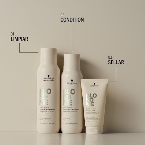 Miniatura 5 de Schwarzkopf Professional BLONDME Bond Repair Nourishing Shampoo - Champú Nutritivo Reparador - Aceite de Almendra y Té Blanco 300ml