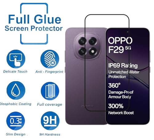 Image of Tempered Glass Screen Protector Compatible For Oppo F29 5G (6.7 Inch) with Easy Self Installation Kit