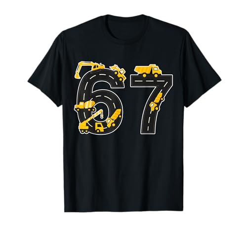 Fun Six Seven 6 7 Meme Design for Men Boys Kids Construction T-Shirt