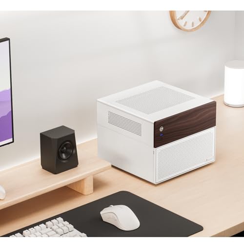 Image of JONSBO N4 White NAS Pc Case, Walnut Wood, 8-Drive Bay /6 * 3.5 inchHDD (4 hot-swap,2 Non hot-swap), 2 * 2.5SSD,Micro ATX Chassis USB3.2Gen2Type-C, 1x120mm Fan Built-in, White