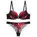 2 Pièces Ensemble de Soutien-Gorge en Dentelle avec Armatures Push up Petite décoration de Ruban et Dentelle Slip Transparente Soutien-Gorge et Culotte en Dentelle