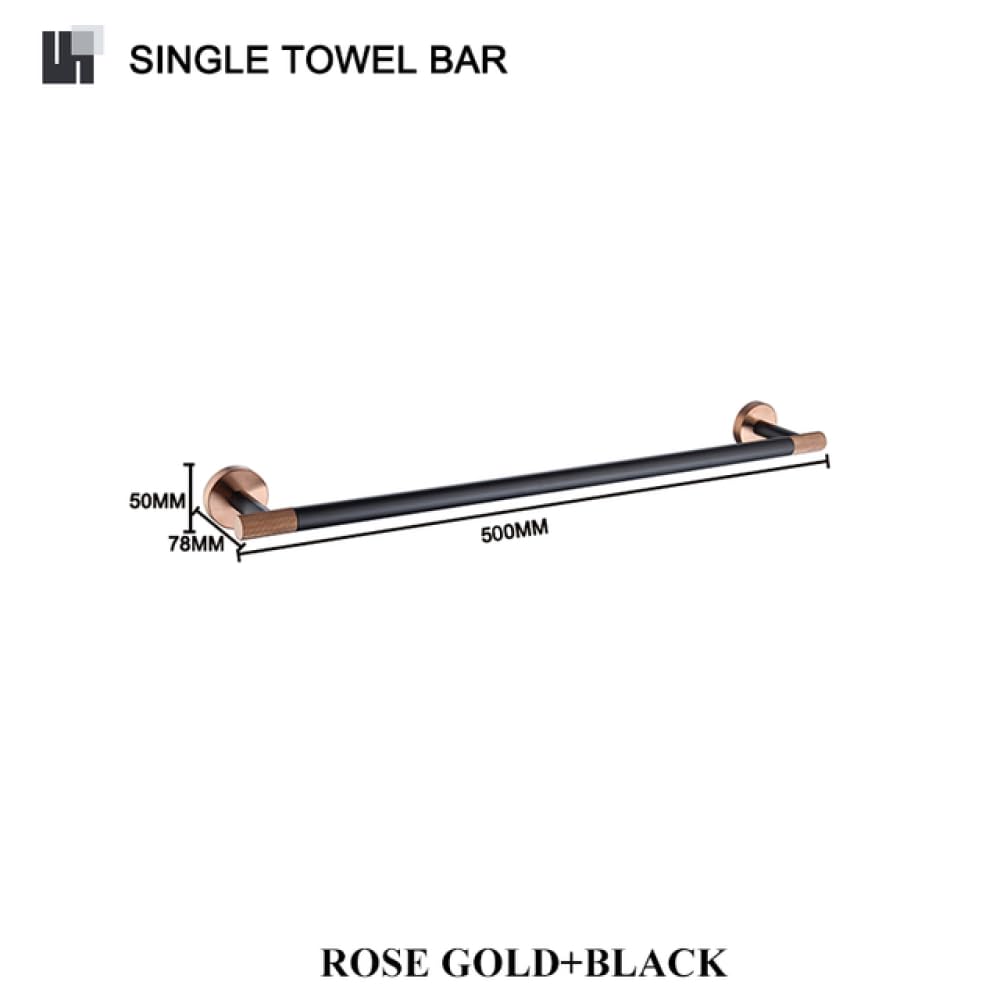Accesorios de baño Negro Mate de Oro Rosa, Gancho para Albornoz, Soporte para Toalla de Papel, Juego de Barra de Toalla, Barra de Toalla Individual