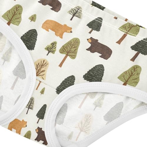 ZZKKO Forest Tree Brown Bear Girls Underwear Toddler Panties for Girls Comfort Brief Size 2T-8Y3