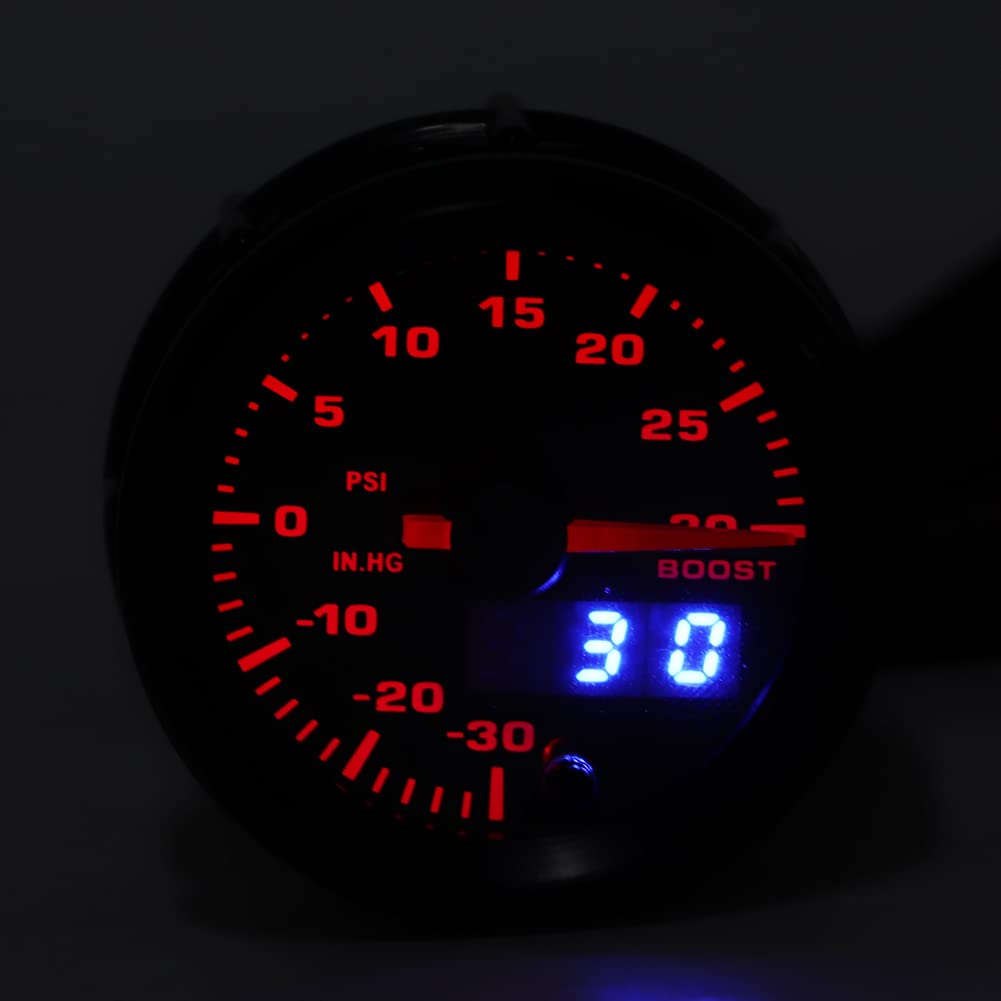 Wskaźnik Turbo Boost 52 Mm z Wyświetlaczem LED do Pojazdów z Turbodoładowaniem Wysokie Ciśnienie w Kolektorze do Tuningu Wydajności