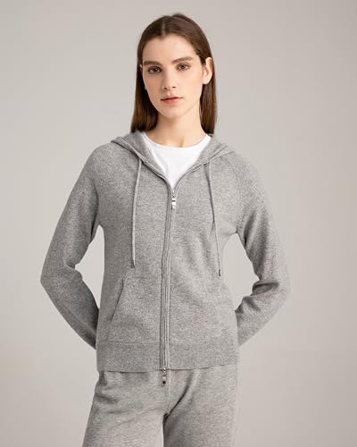 State Cashmere 2-Way Zip Up Hoodie with Pockets and Zipper 100% Pure Cashmere Long Sleeve Sweater for Women Cashmere Hoodies2