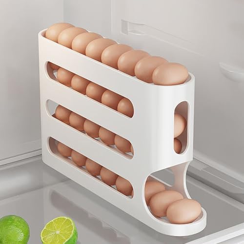 Organizador de huevos para refrigerador, diseño inclinado de 4 niveles, almacenamiento de huevos, soporte para huevos que ahorra espacio, organizador de escalfadores de huevos para restaurante