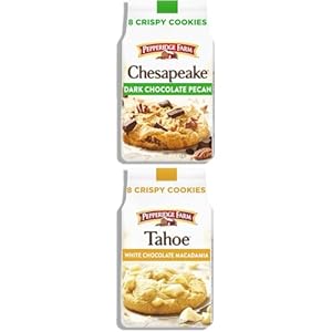 Pepperidge Farm Chesapeake Crispy Dark Chocolate Pecan Cookies, 7.2 OZ Bag (8 Cookies) and Pepperidge Farm Tahoe Crispy White Chocolate Macadamia Nut Cookies, 7.2 OZ Bag (8 Cookies)