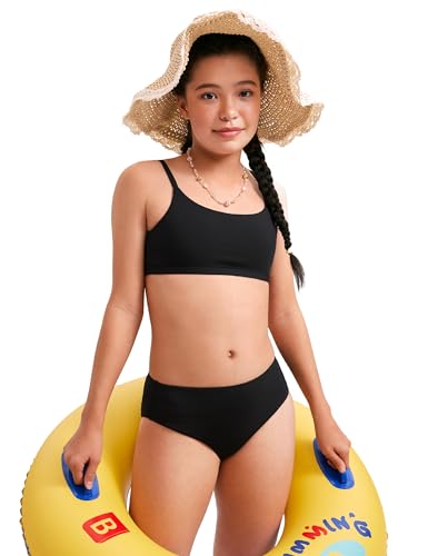 CRZ YOGA Girls Swimsuit 2 Piece Bikini Set - Scoop Neck Adjustable Straps Padded Tops and Bottoms Beach Sports Bathing Suit3