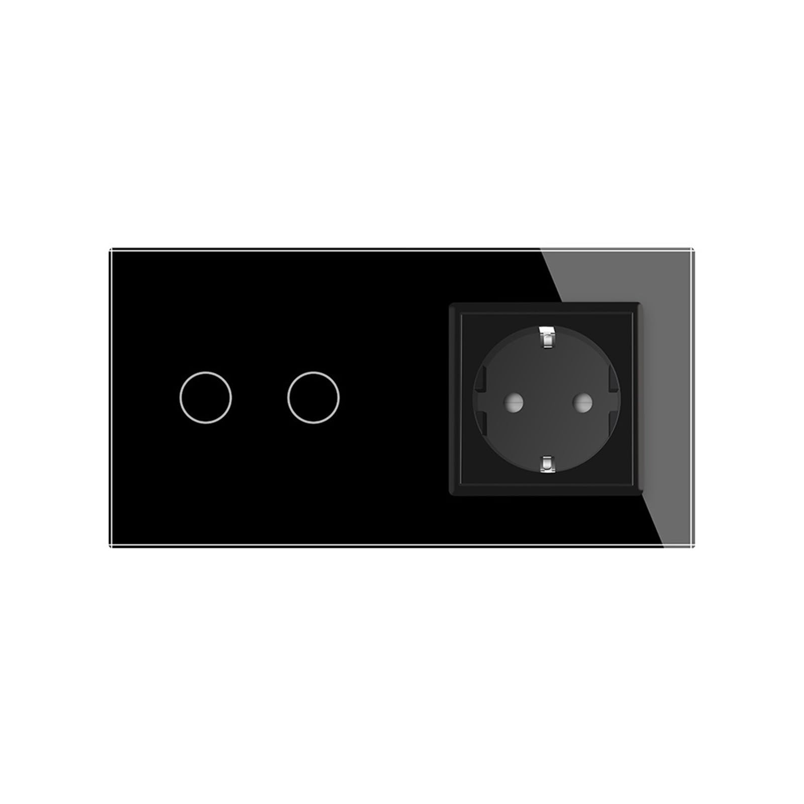 Interrupteur tactile noir en verre cristal avec prise murale UE