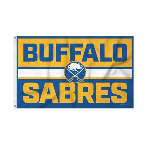 Rico Industries NHL Hockey Buffalo Sabres Bold 3 x 5 Banner Flag Single Sided - Indoor or Outdoor - Home Dcor