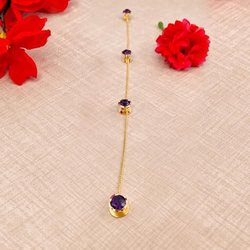 Botones de Kurta con Cadena Dorados y Piedra Morada miniatura 6