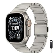 対応機種：コンパチブルapple watch Ultra 3/Ultra 2/Ultra、Series 11/10/9/8/7/6/5/4/3/2/1、SE に対応。日常からビジネスまで使える交換用です 超軽量チタン素材：コンパチブルアップルウォッチ バンドに高品質チタン金属を採用。軽やかな着け心地と上品な質感を両立し、長時間でも快適に使用できます。 磁気式で着脱簡単：コンパチブルapple watch バンド、用に設計された磁吸式バックルにより、片手でスムーズに装着可能。忙しい毎日をサポートし...