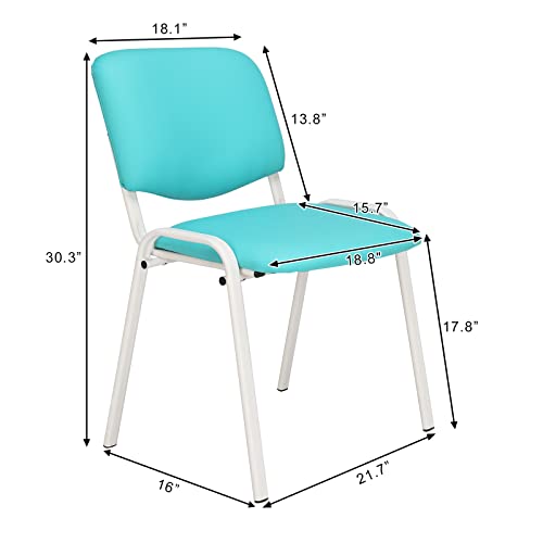 Image of VINGLI Blue Waiting Room Chairs, 5-Pack PU Church Chairs Conference Stackable Office Guest & Reception Stacking for Meeting, Lobby, Simple&Space-Saving Pu-blue
