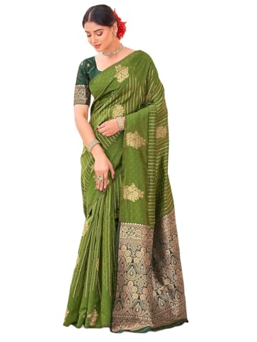 Image of SIRIL Women's Banarasi Soft Silk Saree Pure Silk with Unstitched Blouse Piece