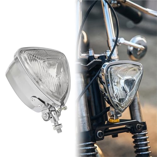 Phare moto rétro triangle universel noir pour Custom et Chopper - 2