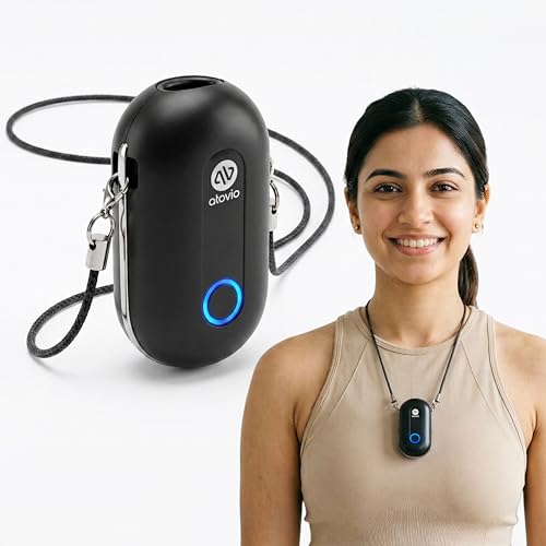 Image of Atovio Wearable & Portable Filterless Air Purifier | TESTED AT IIT KANPUR, MADE IN INDIA | 99.9% Pollutant Removal | Fights Against Dust & Smoke Allergy | 50Hr Battery (Moonlight Black)
