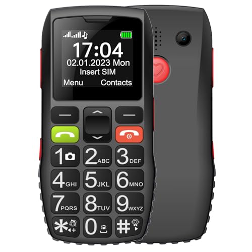 FEGA Teléfono Móvil para Personas Mayores con Teclas Grandes, Fácil de Usar 2G gsm Celular para Ancianos con Botón SOS, Cámara, 1800mAh Batería, Volumen Alto C1 2026 Negro
