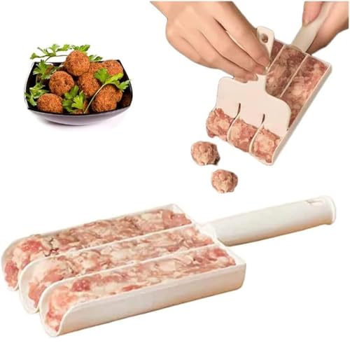 JYTDBCS Máquina triple para hacer albóndigas – Herramienta multifuncional de plástico con forma de bola de arroz para helados JYTDBCS Máquina triple para hacer albóndigas – Herramienta multifuncional de plástico con forma de bola de arroz para helados