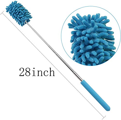 Image of Microfiber Retractable Cleaning Dust Remover, Removable and Cleanable Hand-held Dust Remover, Used to Clean Offices, Cars, Windows, Etc. (2 Pack, Blue+Green)