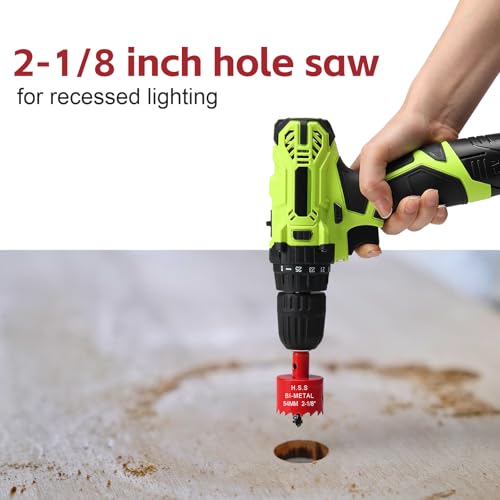 Image of 2-1 /8 Inch Hole Saw for Wood, 54mm HSS BI-Metal Hole Saw for Recessed Lighting, 30mm Cutting Depth Hole Cutter with Hex Shank Drill Bit Adapter for Cornhole Boards Plastic Drywall Fiberboard, Red