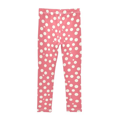 KLL White Polka Dot Red Background Toddler Baby Girl Basic Leggings Stretchy High Waisted Dance Pants Sports2