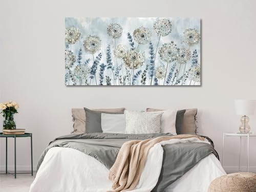 Image of VEAEE Farmhouse Canvas Wall Art - Flowers Dandelion Wall Pictures,Living Room Decor,Nature Artwork Prints Abstract Grass Paintings for Bedroom Home Office Decoration 29 inchx58 inch