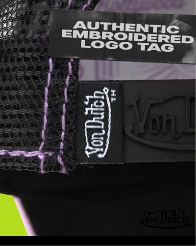 Image of Von Dutch Unisex Trucker Hat - Velvet Curved Bill Mesh Back Retro Classic Adjustable Snapback Baseball Cap for Men and Women