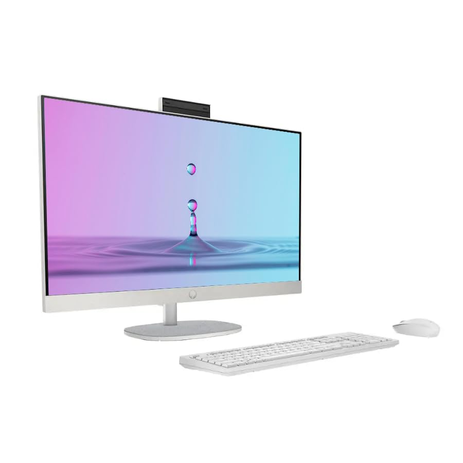 Image of Customized Desktop Computer, Created Using HP 27 inch FHD Touchscreen All-in-One Desktop PC, Intel 12-Core Ultra 7 Processor, 8GB /16GB /32GB /64GB RAM, 256GB /512GB /1TB /2TB SSD, Keyboard & Mouse, White