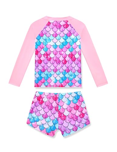 Image of Girls Rash Guard Swimsuit Two Piece Long Sleeve Bathing Suits