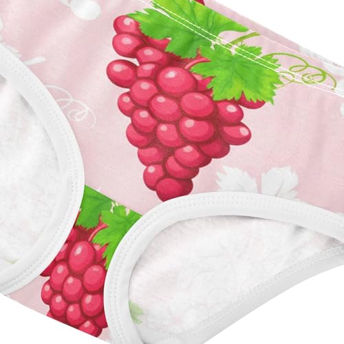 Clusters Red Grapes Light Pink Girl Panties Cute Girls Underwear Toddlers Cotton Artistic Briefs Girls Undies 2t4