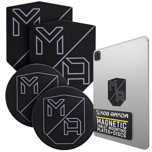 Mob Armor TabNetic Combo Pack - Magnetic Tablet Mounting Solution with Heavy Duty Metal Plate Adjustable Mounting Disc and Strong 3M VHB Non-Marking Adhesive Magnet Stickers for Car Tablet Mount