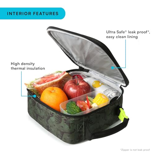 Image of Arctic Zone Kids Lunch Box Combo with Fidget Handle, Dino Skeleton Dye | Kids lunch box with reusable gel ice pack and sandwich container, fidget handle, 2 compartment cooler for school or travel