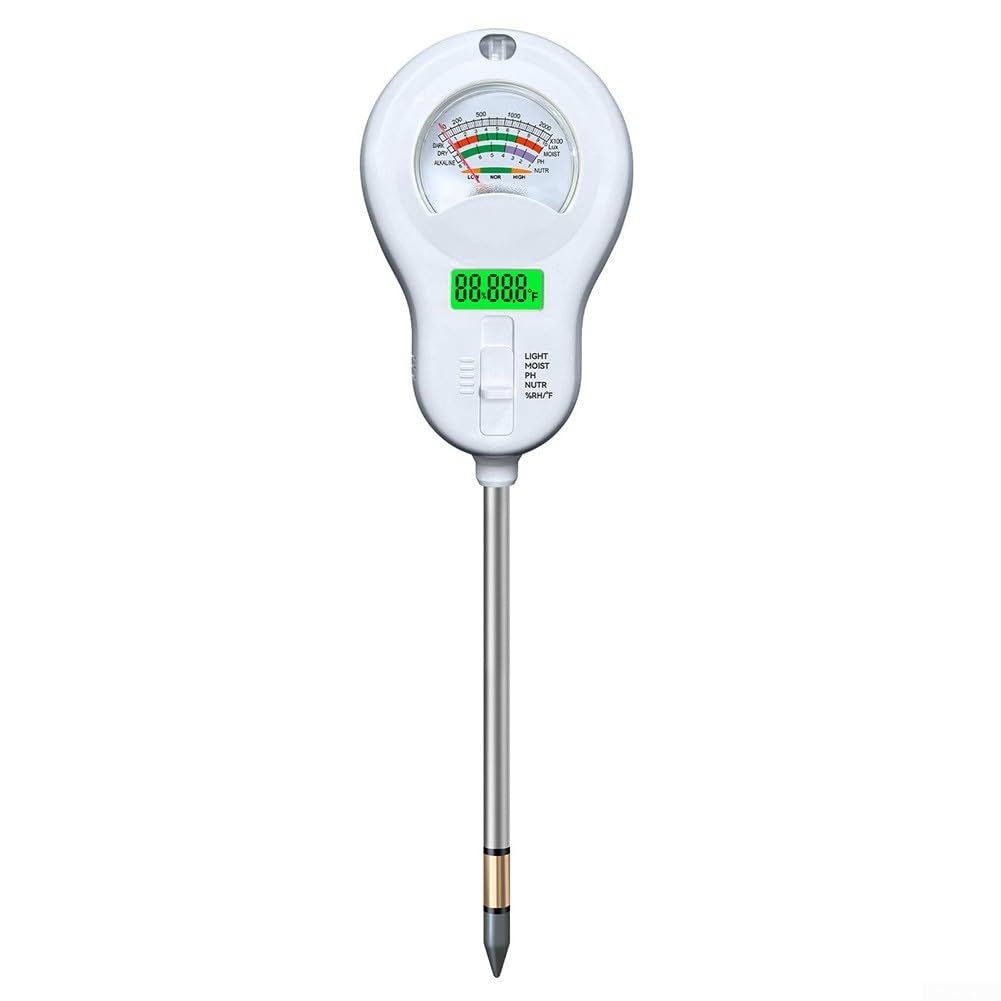 6-in-1 Bodenfeuchtigkeitsmesser ST-09 mit austauschbarer Sonde für pH-Licht, Fruchtbarkeit, Temperatur, Luftfeuchtigkeit, Gartenpflanzenpflegewerkzeug (3 Sonden)