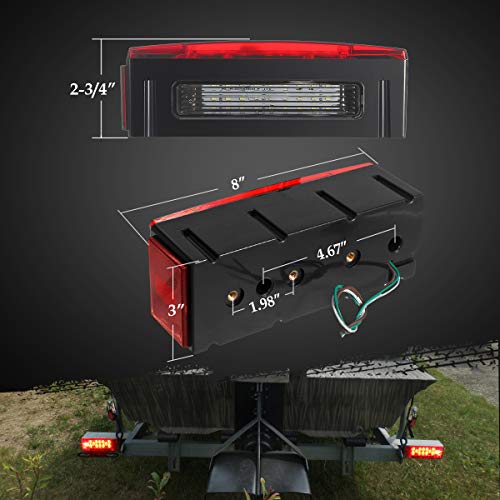 Partsam Waterproof Truck Trailer Led Light Kits,Pairs Rectangular Stop Turn Tail Lights W/Wire &Bracket+14.17" Red 3 Light 9 Led Stainless Steel Id Light Bar+2X3.9 Amber 3 Led Side Marker Lamps #TOP6