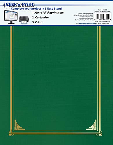Geographics Linen Stock Document Cover, 9.75 X 12.5 Inches, Green (47399) #TOP2
