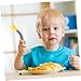 YARNOW 1 Set Training Tableware Fork and Spoon Utensils for Non Slip Handle for Learning to Yellow