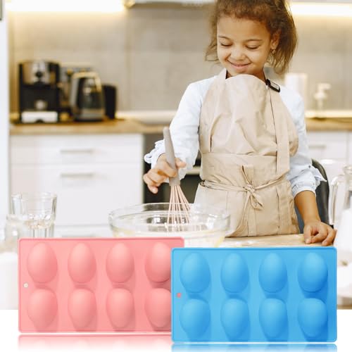 3 Pack 3D Easter Egg Silicone Molds, 8 Cavity Egg Shape Non-stick Baking Molds Tray DIY Baking Tool for Easter Chocolate Cake Dessert Muffin Mousse Pastry Handmade Soap Crayons by BENEKIY - Image 5