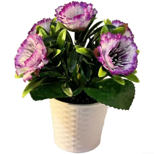 Arreglo de flores de peonía artificial en maceta para moderno diseño de interiores de oficina en casa y apartamento con textura floral realista (morado)