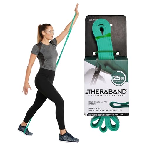 Image of THERABAND High Resistance Band, Medium Elastic Super Band for Full Body Workouts, Physical Therapy, Strength Training, Durable 41 inch Loop Exercise Band, 25 lb Resistance