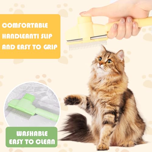 Flohkamm für Katzen, 2 Stück Selbstreinigender Flohkamm für Katze und Hund, Selbstreinigender Katzenkamm, Kamm zur Entfernung von Tierhaaren, Flohkamm, Fellpflegebürste