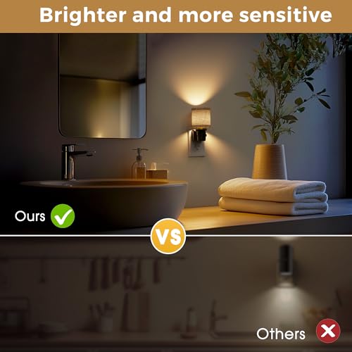Image of L LOHAS LED Night Lights Plug into Wall, 2 Pack Linen Fabric Cylinder Decor Night Light, Dusk to Dawn Sensor Vintage Nightlight, 0-100LM Dimmable, for Bedroom Living Room Hallway